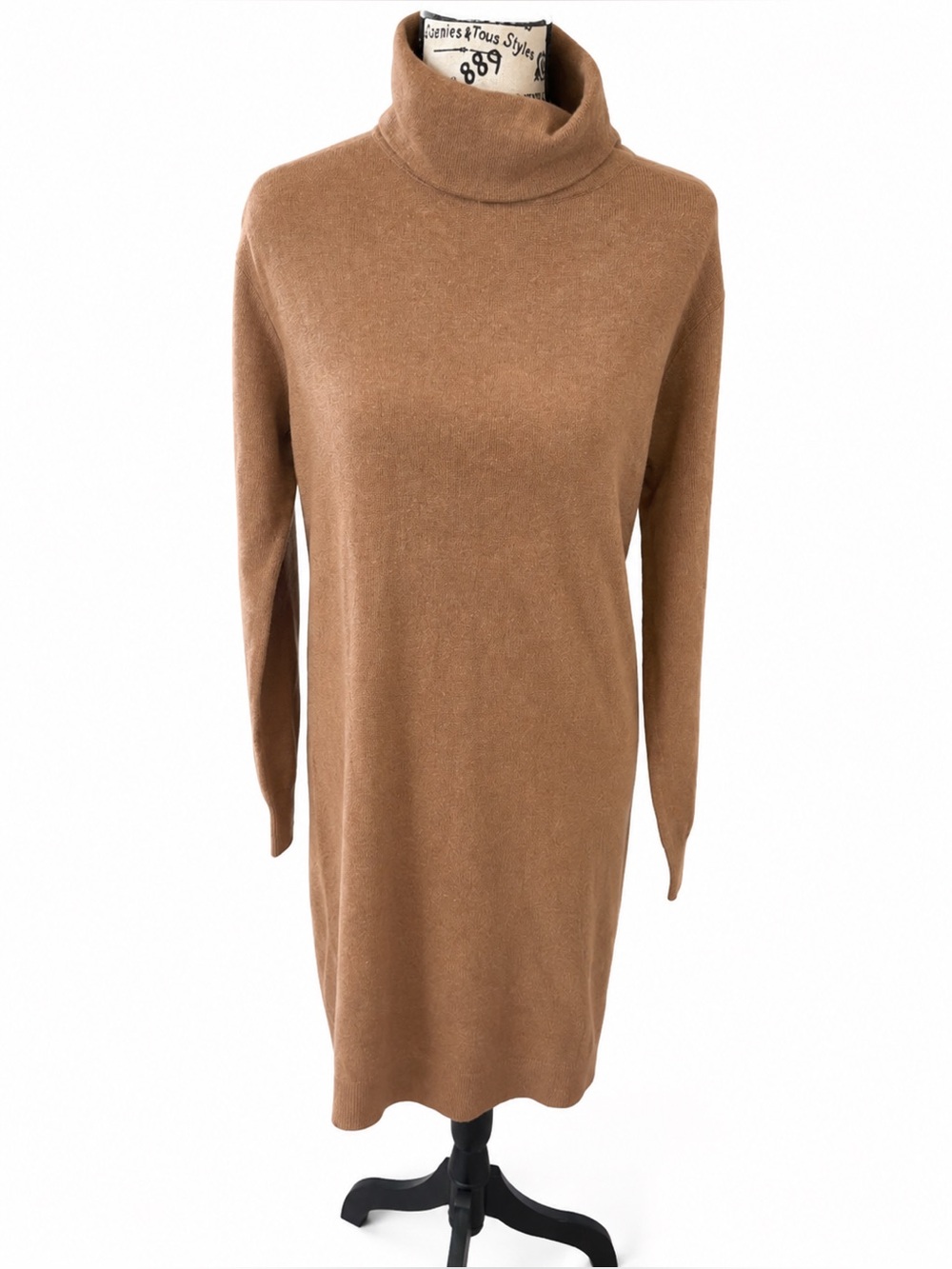Babaton Aritzia Wool Blend Turtleneck Sweater Dress Camel Brown Size Small